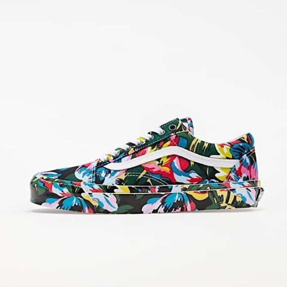 KENZO X VANS VAULT OG OLD SKOOL LX Sneakers Floral Green/ True White Size 6 NWT - Picture 1 of 14